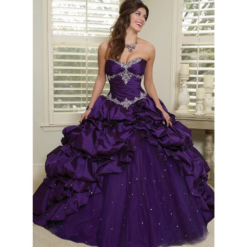 Victorian Women'S Formal Wear - Gothic Purple Wedding Dress Crystals Beaded