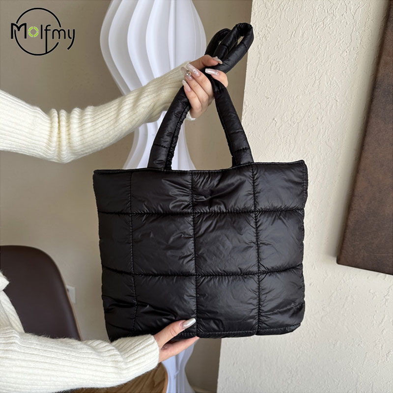 Shoulder Bag Structured - Winter Padded Shoulder Bag for Women