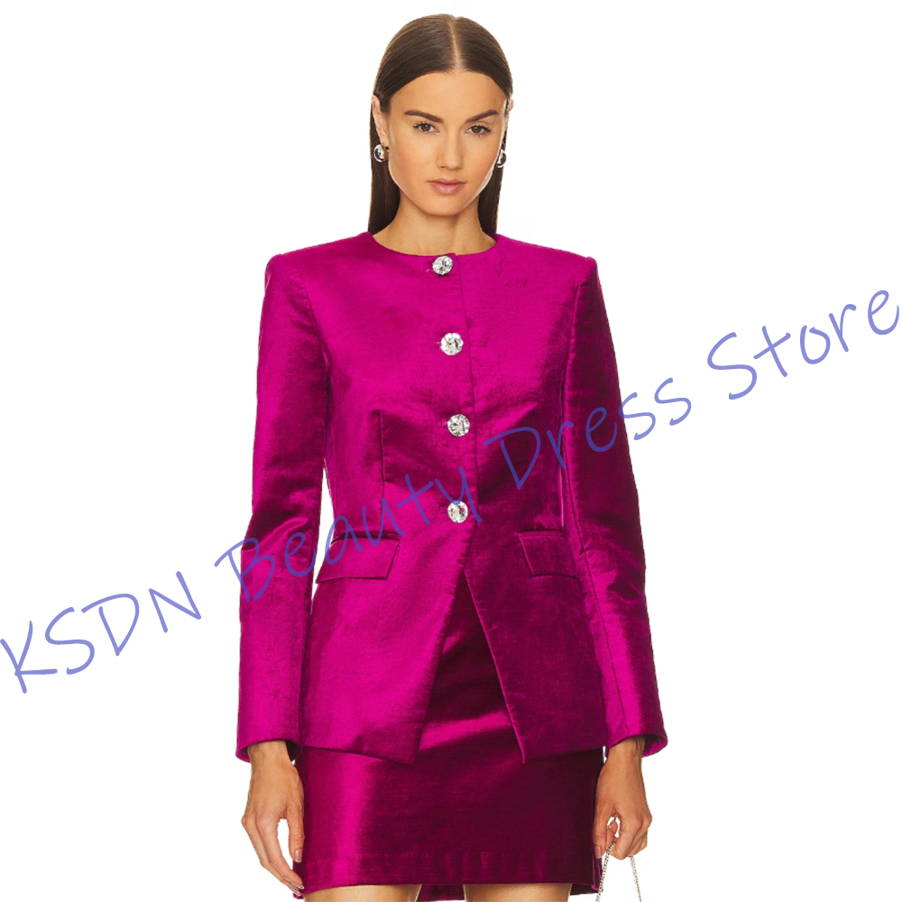 Women Formal Wear Shirts - Chic Women's Single-Breasted Suit Hot Pink