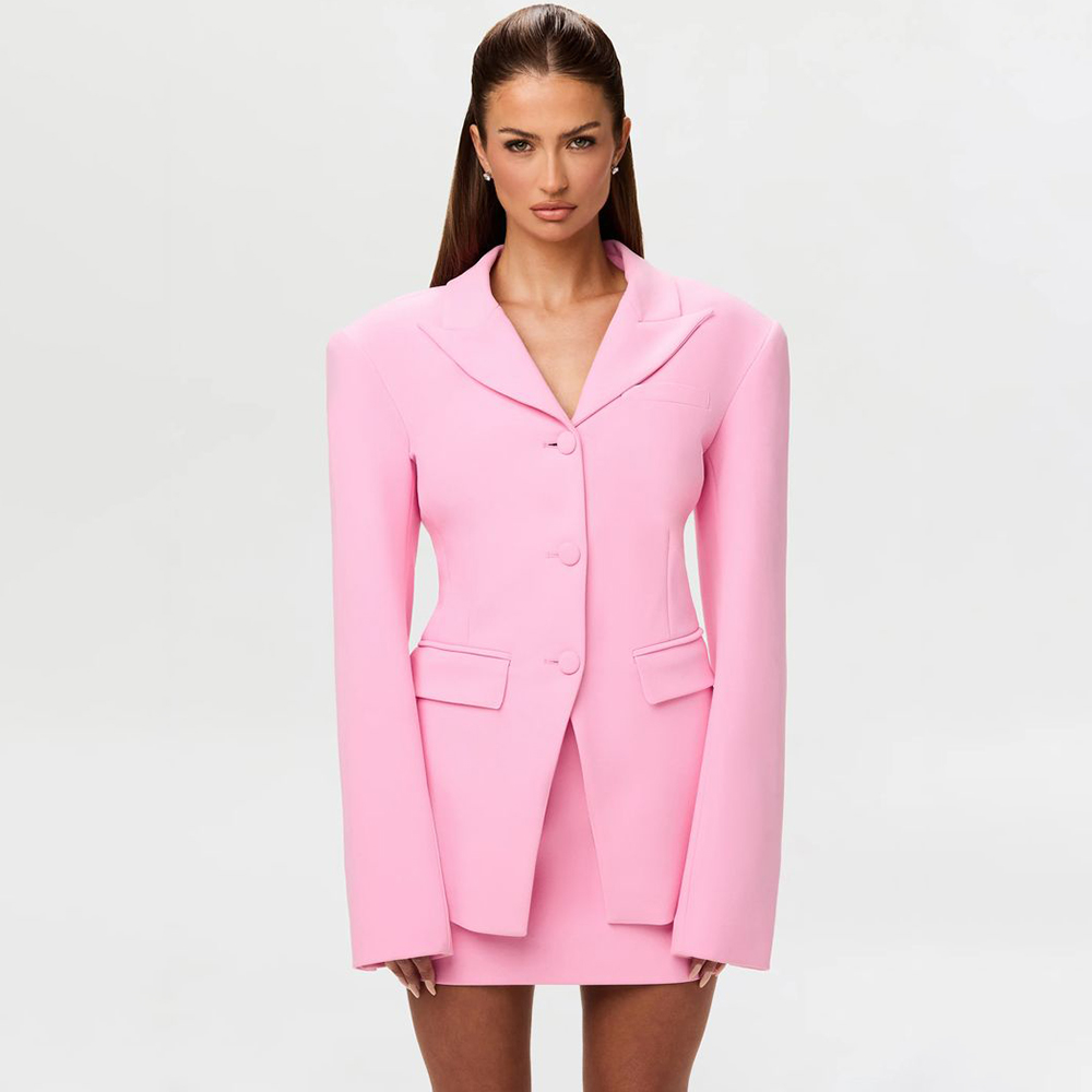 Women Formal Wear Shirts - Lively Pink Women's 2Pic Suit Set