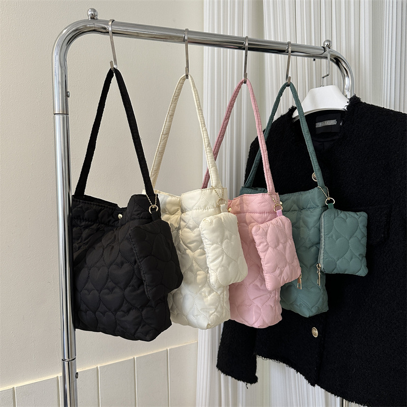 Shoulder Bag Structured - New Fashion Solid Color Quilted Tote