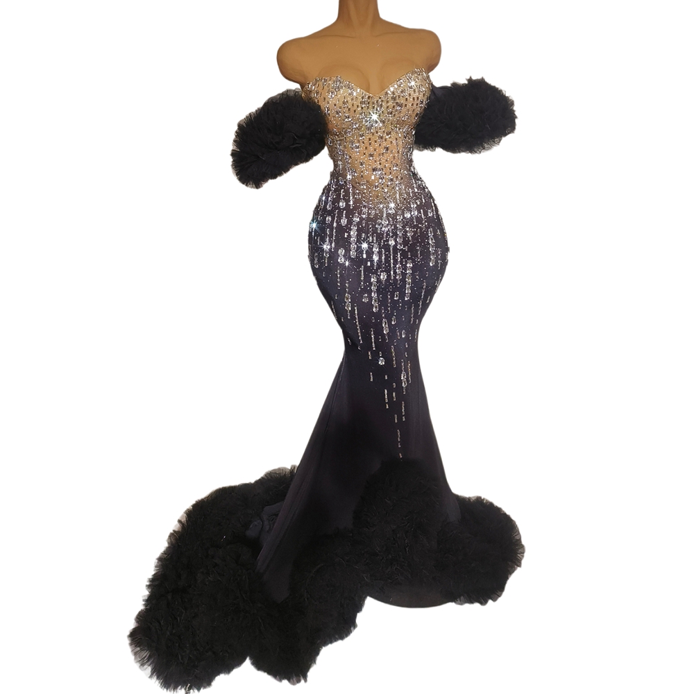 Women Formal Wear Photoshoot - Sparkly Rhinestones Tube Floor-length Formal Dress