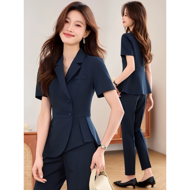 Women Formal Wear Shirts - Navy blue women's thin professional suit2025New
