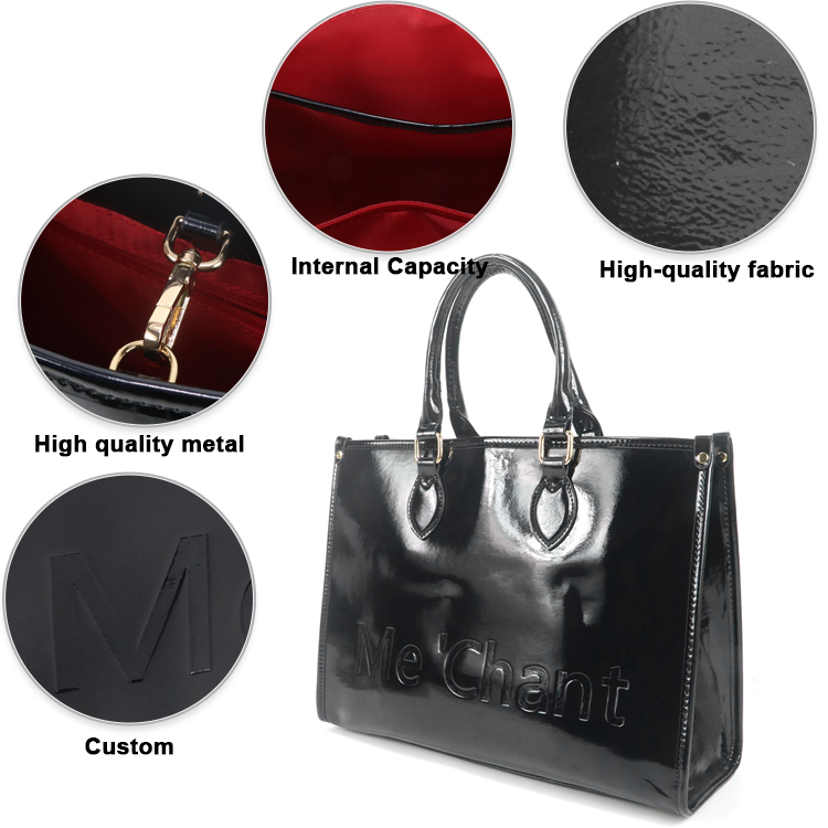 Women Black Glossy Patent PU L - огляд і ціна Shoulder Bag Structured