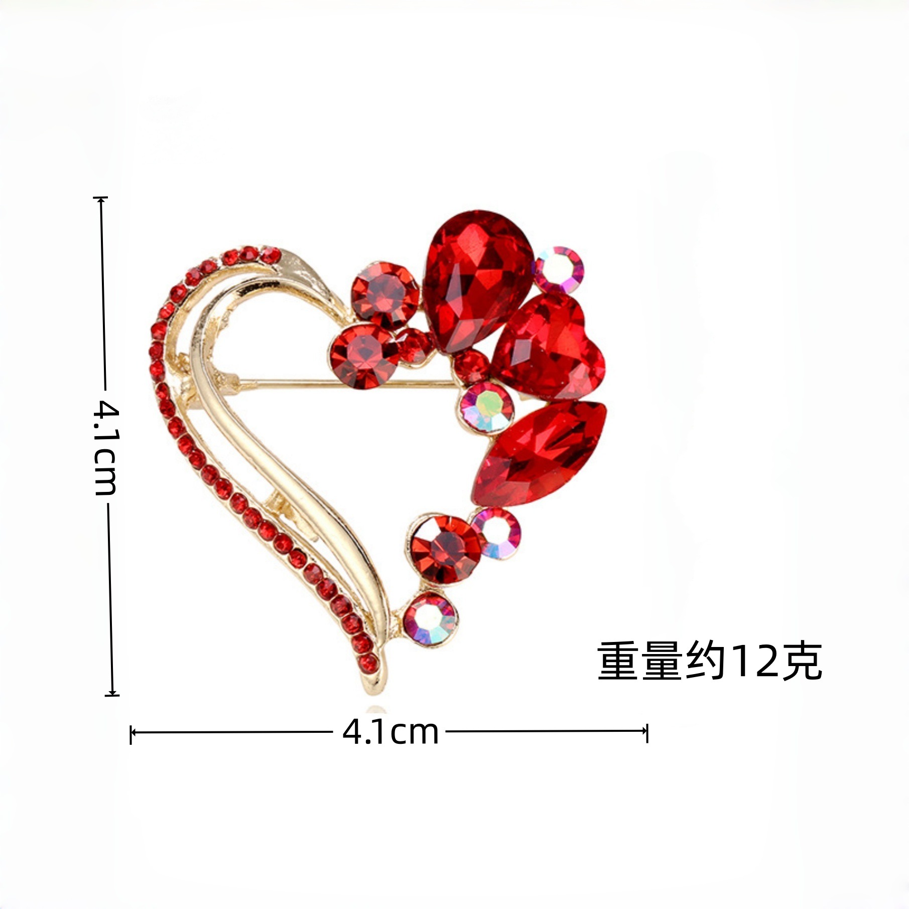 Red Crystal Open Heart Brooch  - огляд і ціна Women'S Formal Day Wear