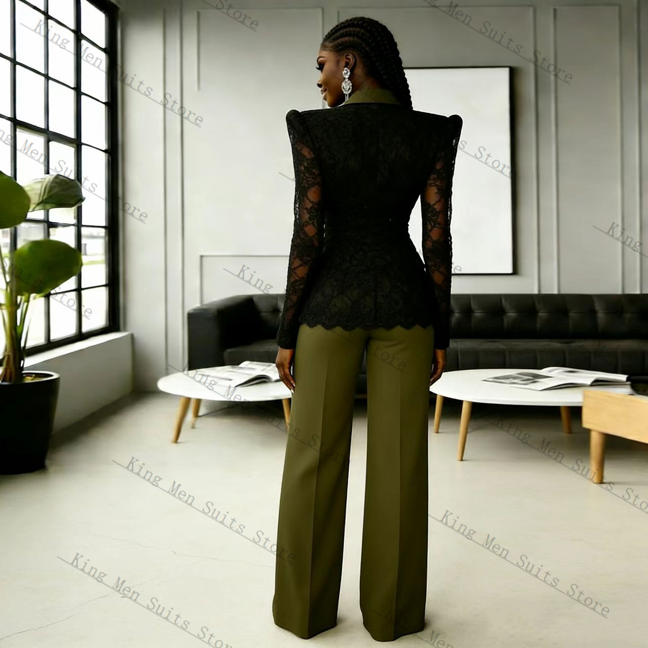 Green Black Lace Women Suit Se - огляд і ціна Women Formal Wear Black