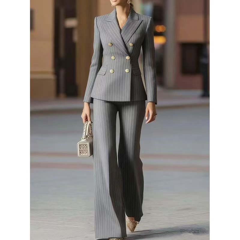 Autumn Pant Suit Women Striped - огляд і ціна Women Formal Wear Blazers