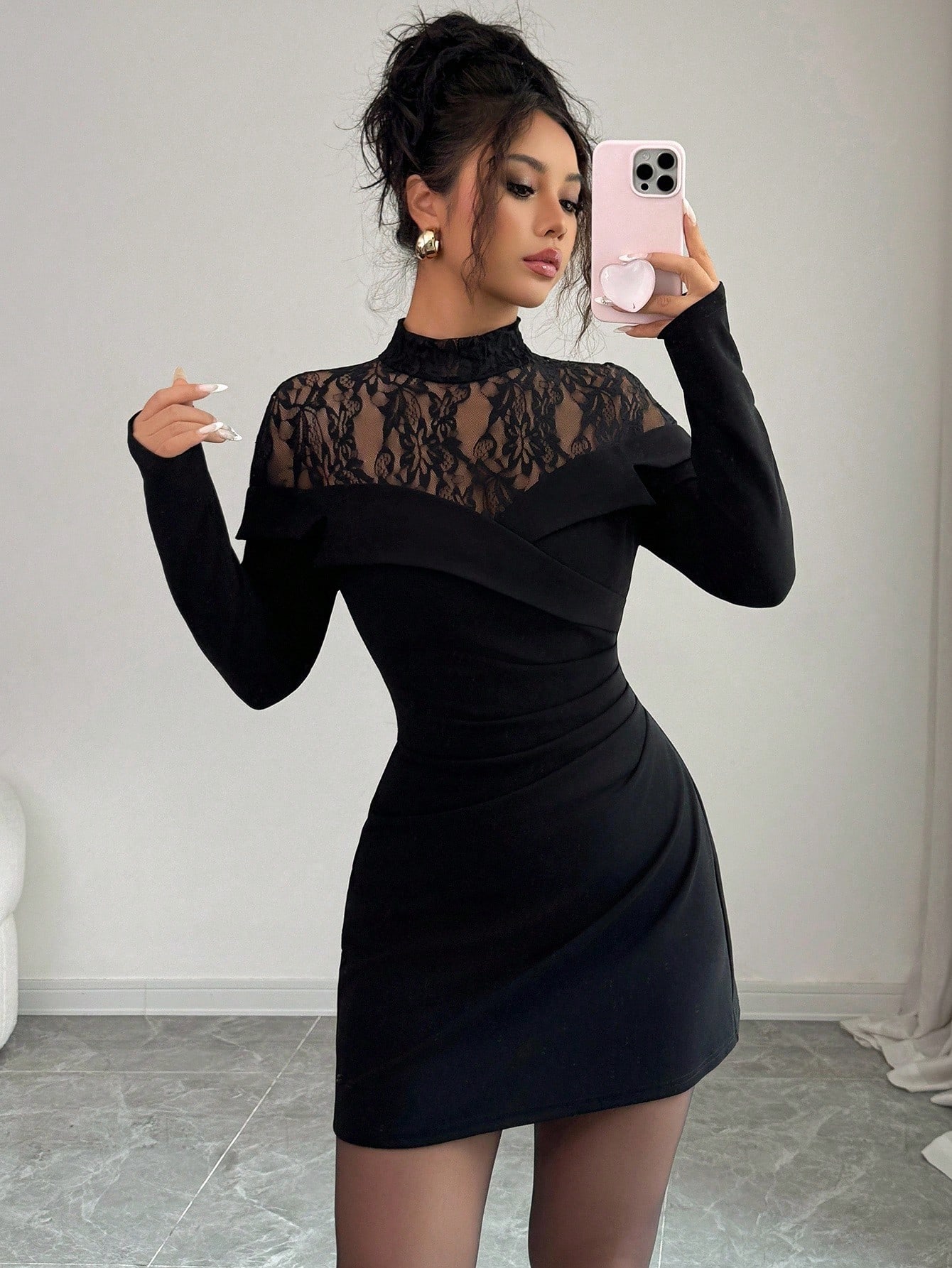 Women's Black Lace Mock Neck L - огляд і ціна Formal Wear Gowns For Women